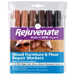 Rejuvenate RJ6WM Rejuvenate Wood Repair Marker Assortment: Cardboard/Wood, Paint, Browns, Chisel, 6 PK  RJ6WM