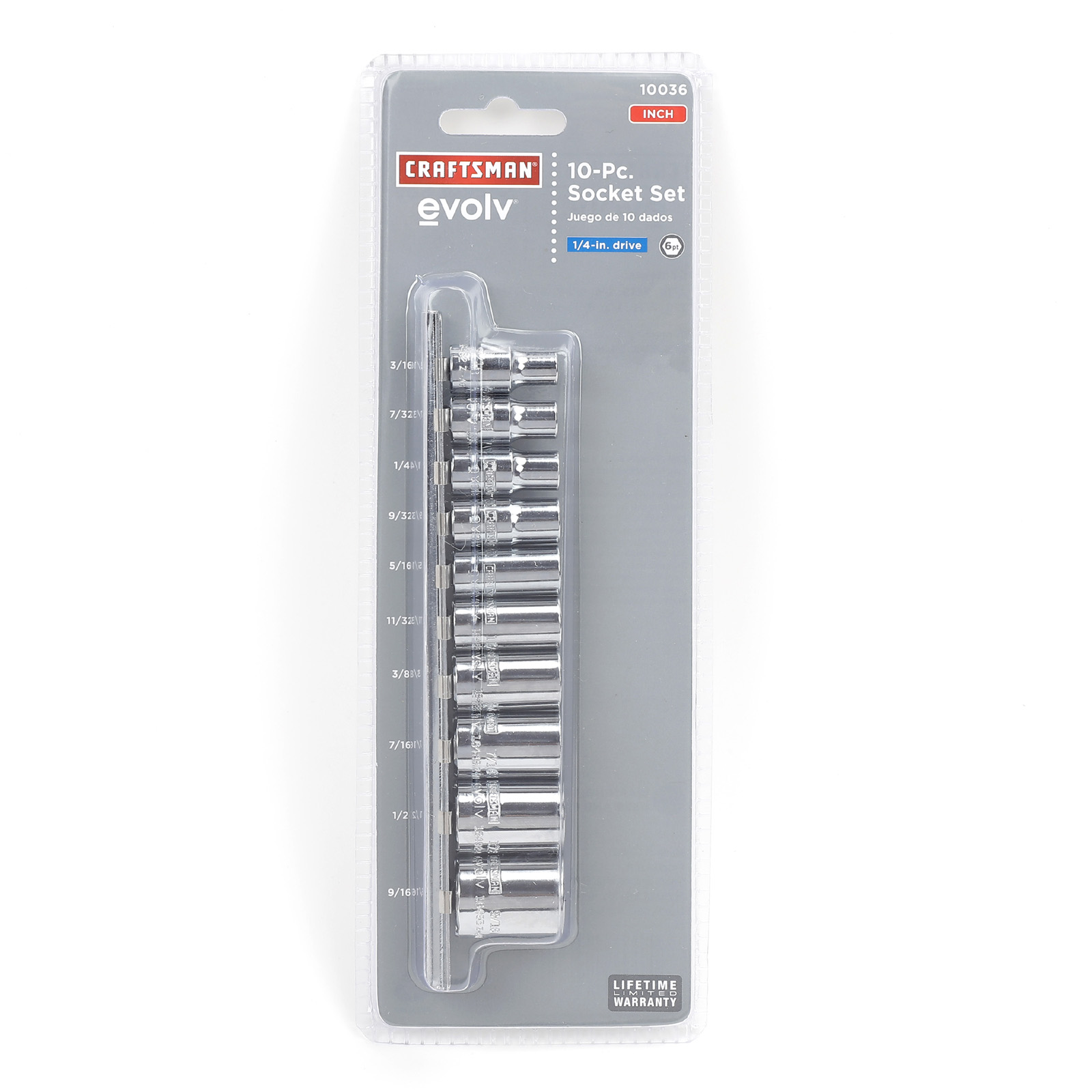 Evolv CRAFTSMAN 10 PC. 1/4IN. Drive Socket Set Standard