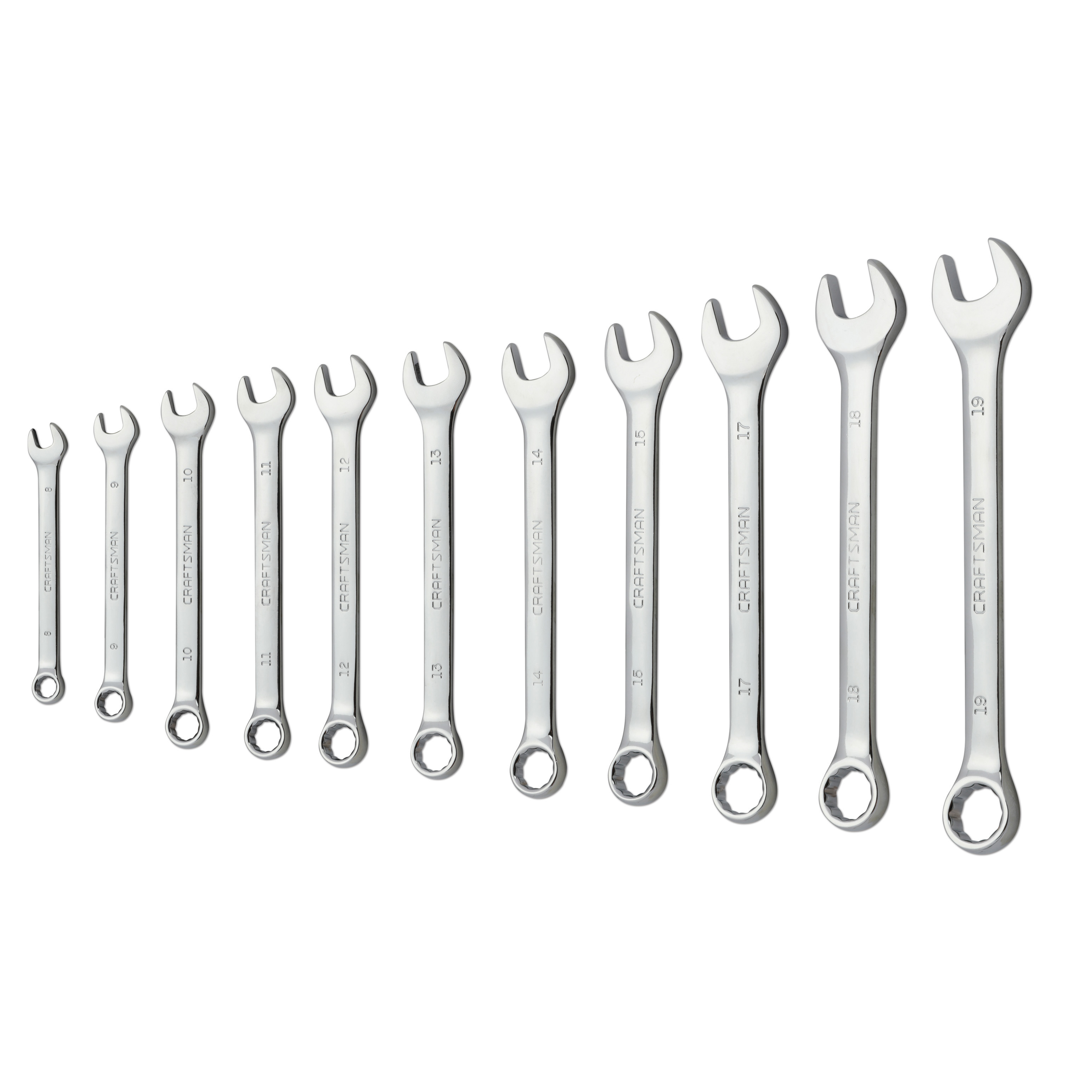 19-Piece Capri Tools SmartKrome Combination Wrench Set with The Mechanics Tray Metric 6 to 24 mm CP11390MT