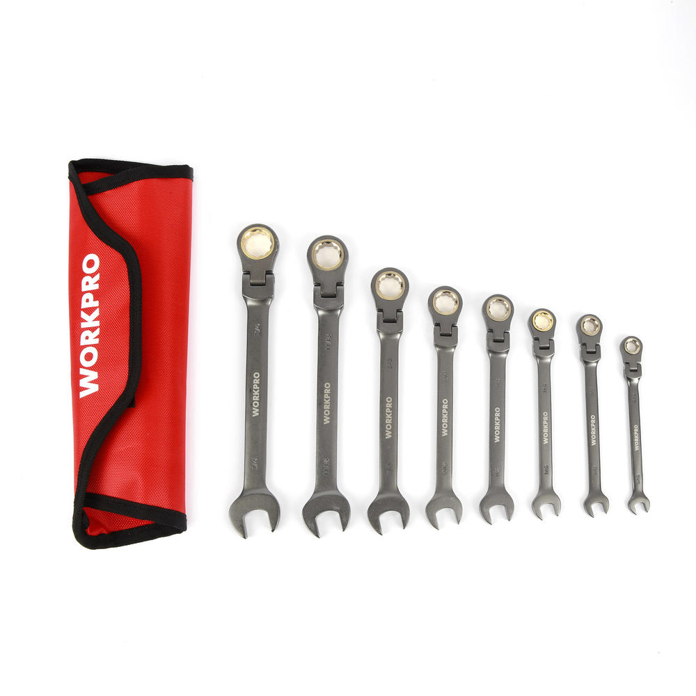 WORKPRO 8pc. Flex Ratcheting Combo Wrench Set