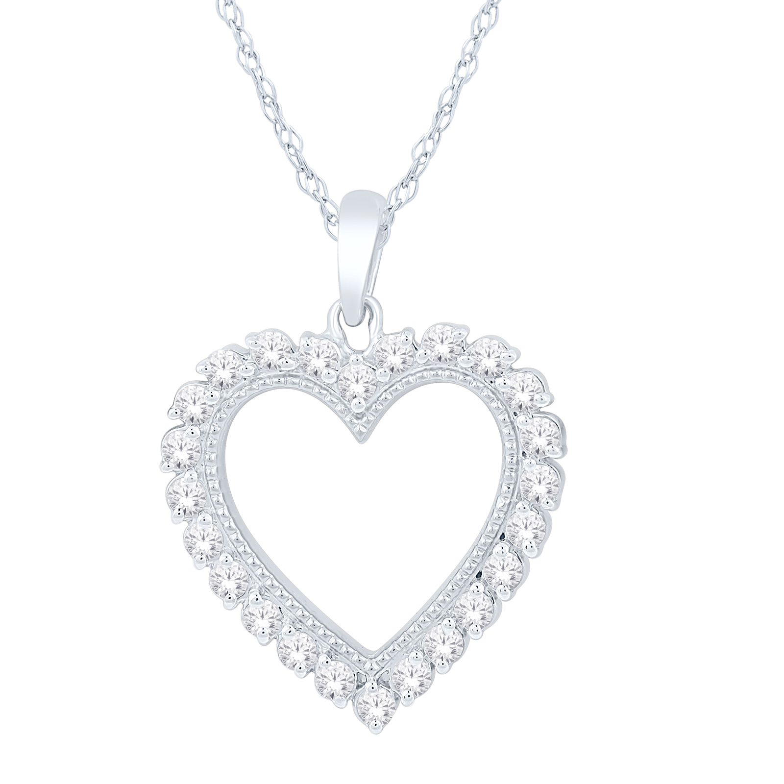 Sterling Silver 1/2 CTTW Diamond Heart Pendant