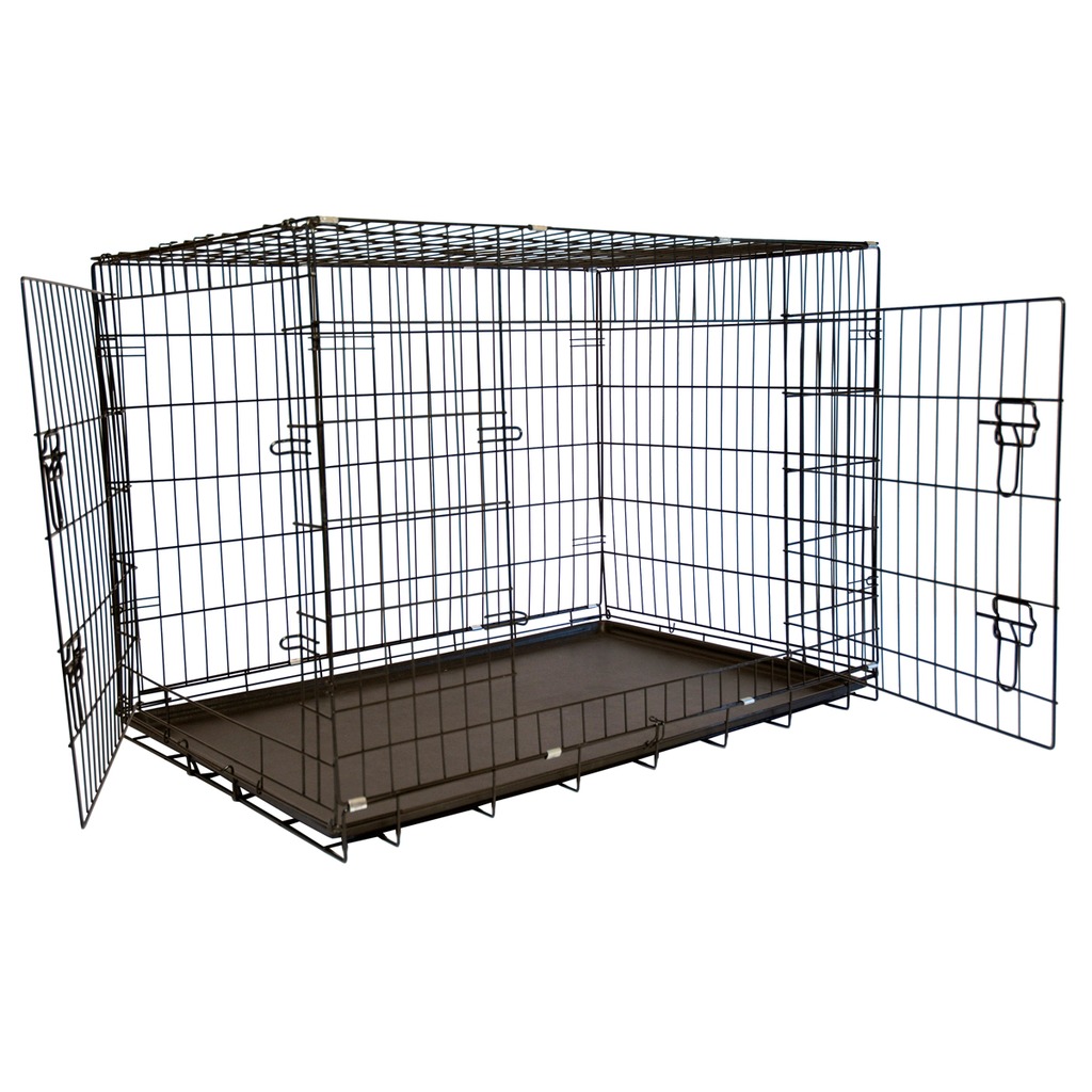 Iconic Pet -Foldable Double Door Pet Dog Cat Training Crate with Divider