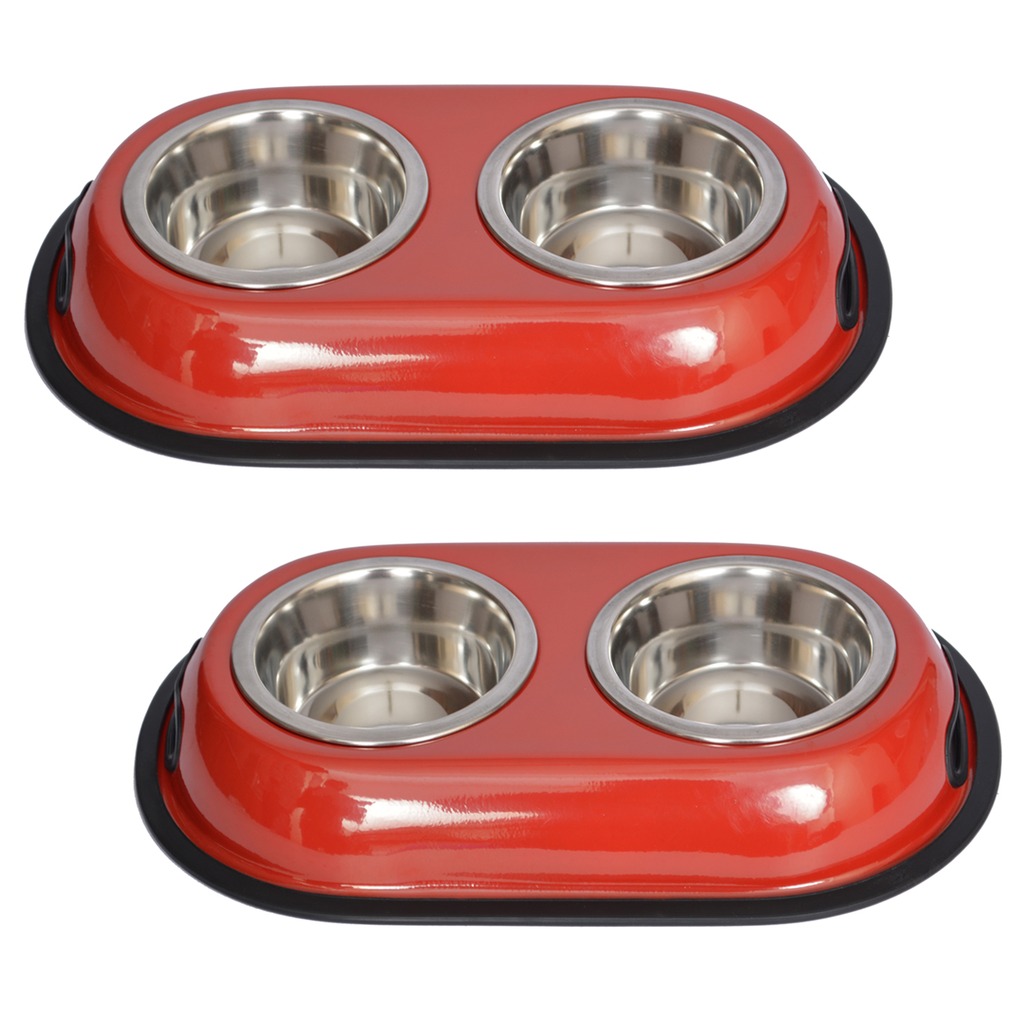 Iconic Pet 2 Pack Color Splash Stainless Steel Double Diner for Dog/Cat