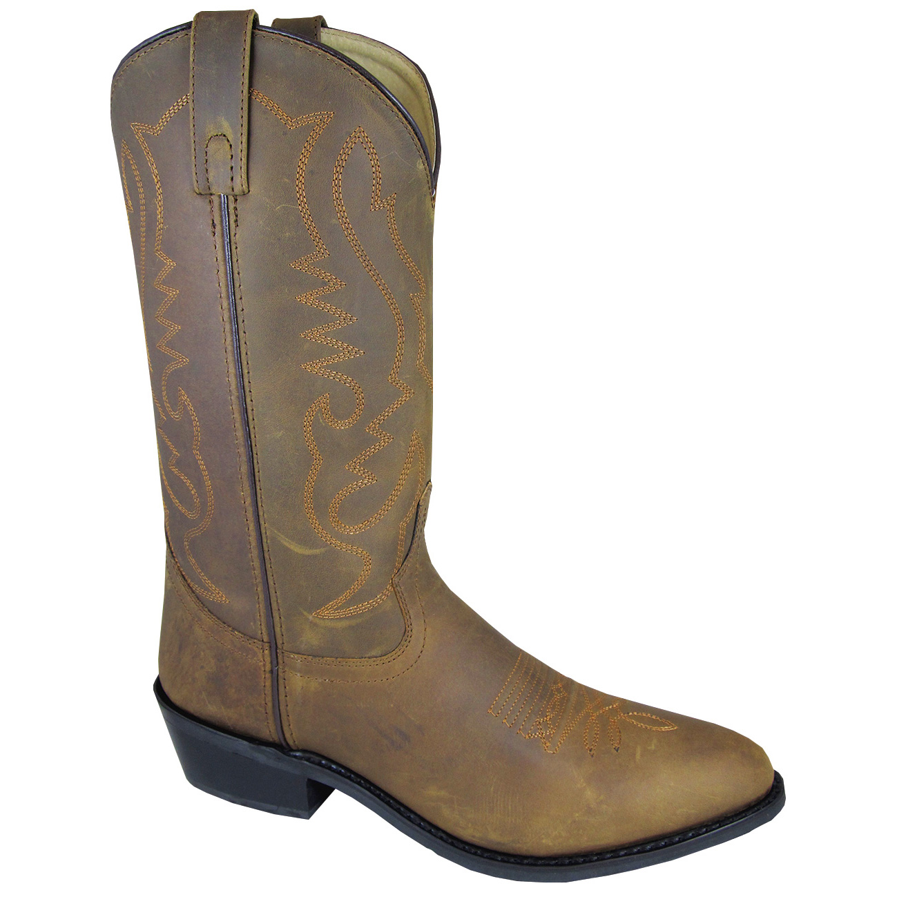 Smoky Mountain Boots Men's 4034 Denver 12" Oiled Leather Cowboy Boot Wide Width Available - Brown Distress
