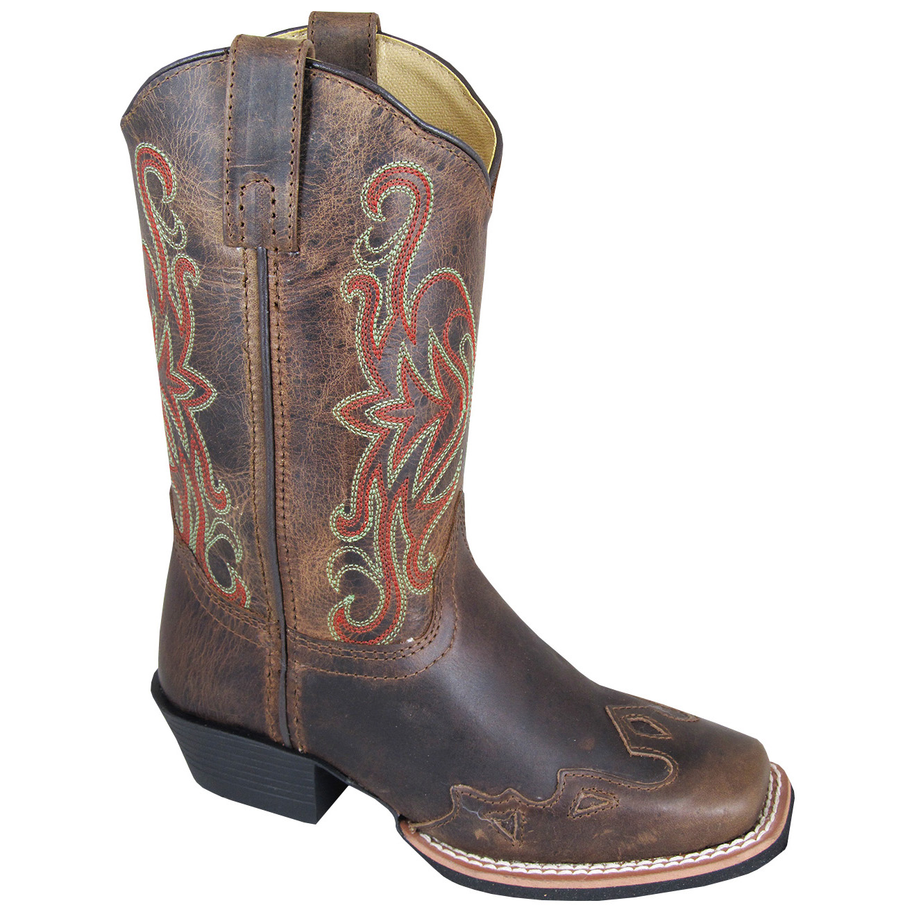 Smoky Mountain Boots Kid's Rialto Brown Waxed Distress Leather Cowboy Boot