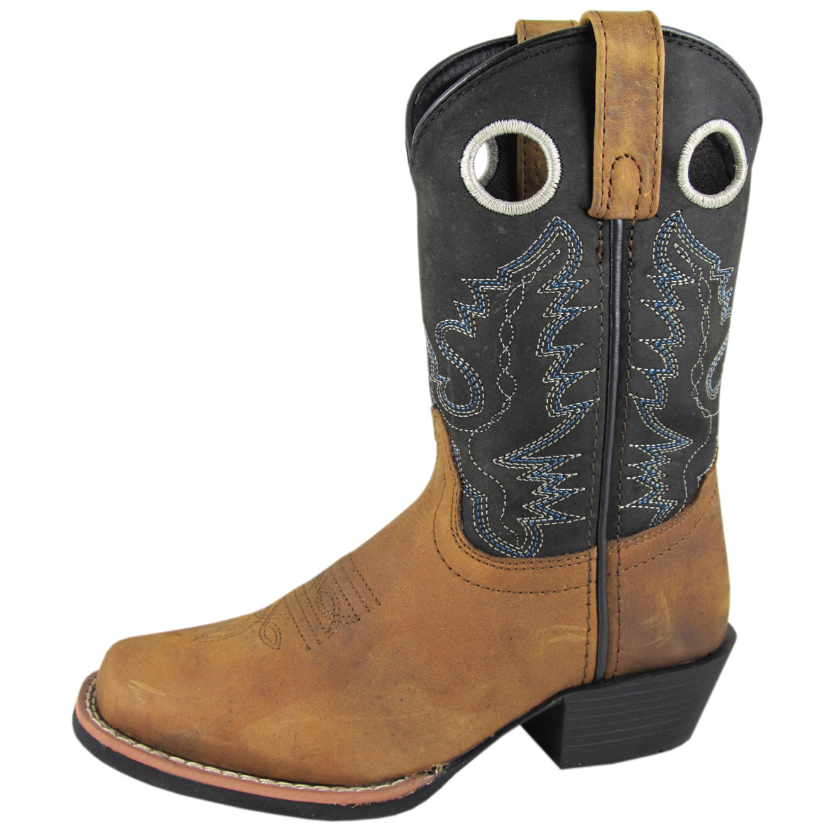 Smoky Mountain Boots Kid's Mesa Brown Distress/Black Leather Cowboy Boot