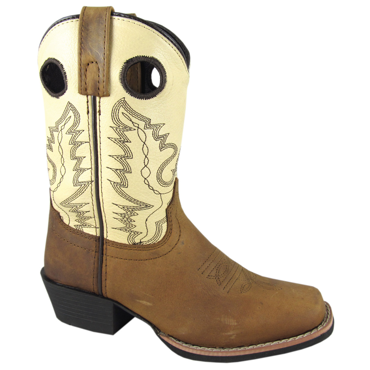 Smoky Mountain Boots Kid's Mesa Brown Distress/Cream Leather Cowboy Boot