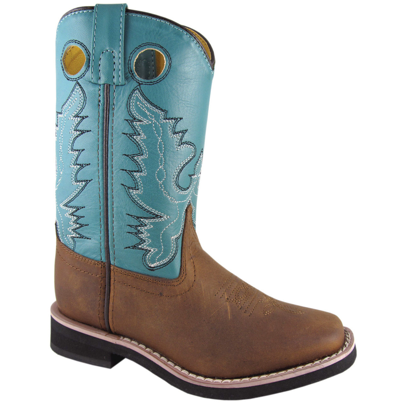 Smoky Mountain Boots Kid's Pueblo Brown Oil Distress/Turquoise Cowboy Boot