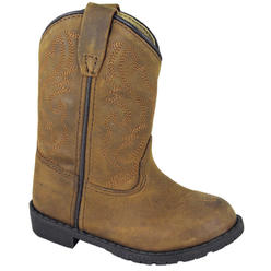 Smoky Mountain Boots Toddler's Hopalong Brown Distress Leather Side Zipper Cowboy Boot