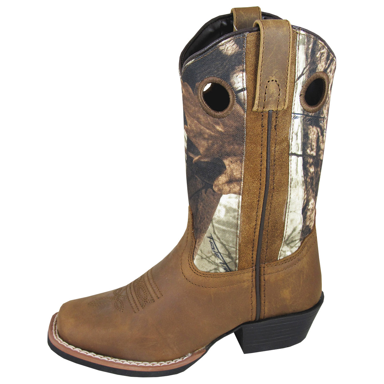 Smoky Mountain Boots Kid's Mesa Brown Distress Leather Brown Camo Cowboy Boot