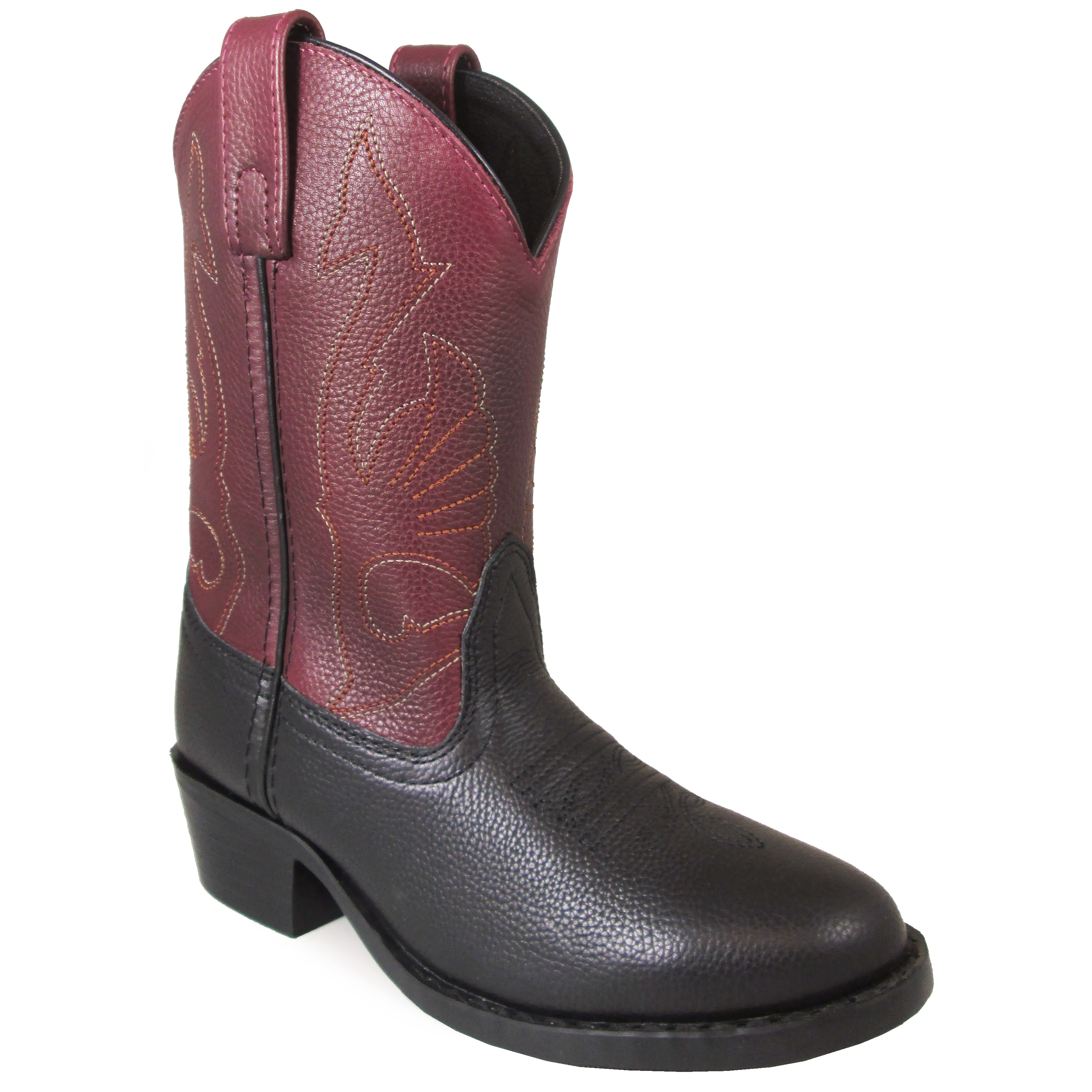Smoky Mountain Boots Kid's Cisco Black/Plum Leather Cowboy Boot