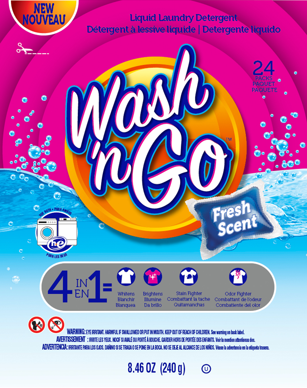 Wash 'n Go Fresh Scent Liquid Laundry Detergent, 8.46 Oz.