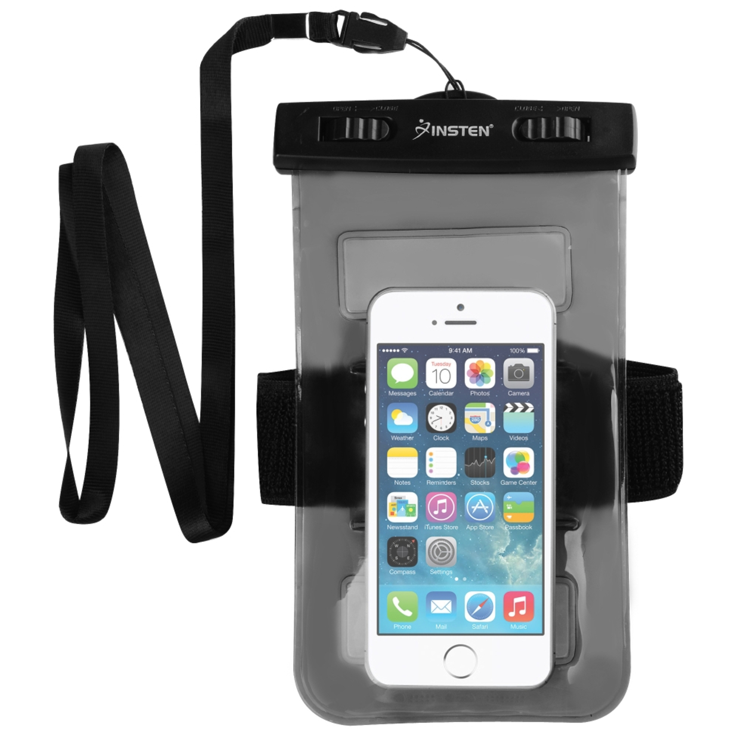 Insten 807831 Universal Waterproof Case Dry Bag Pouch for Cell Phone with Armband, Black