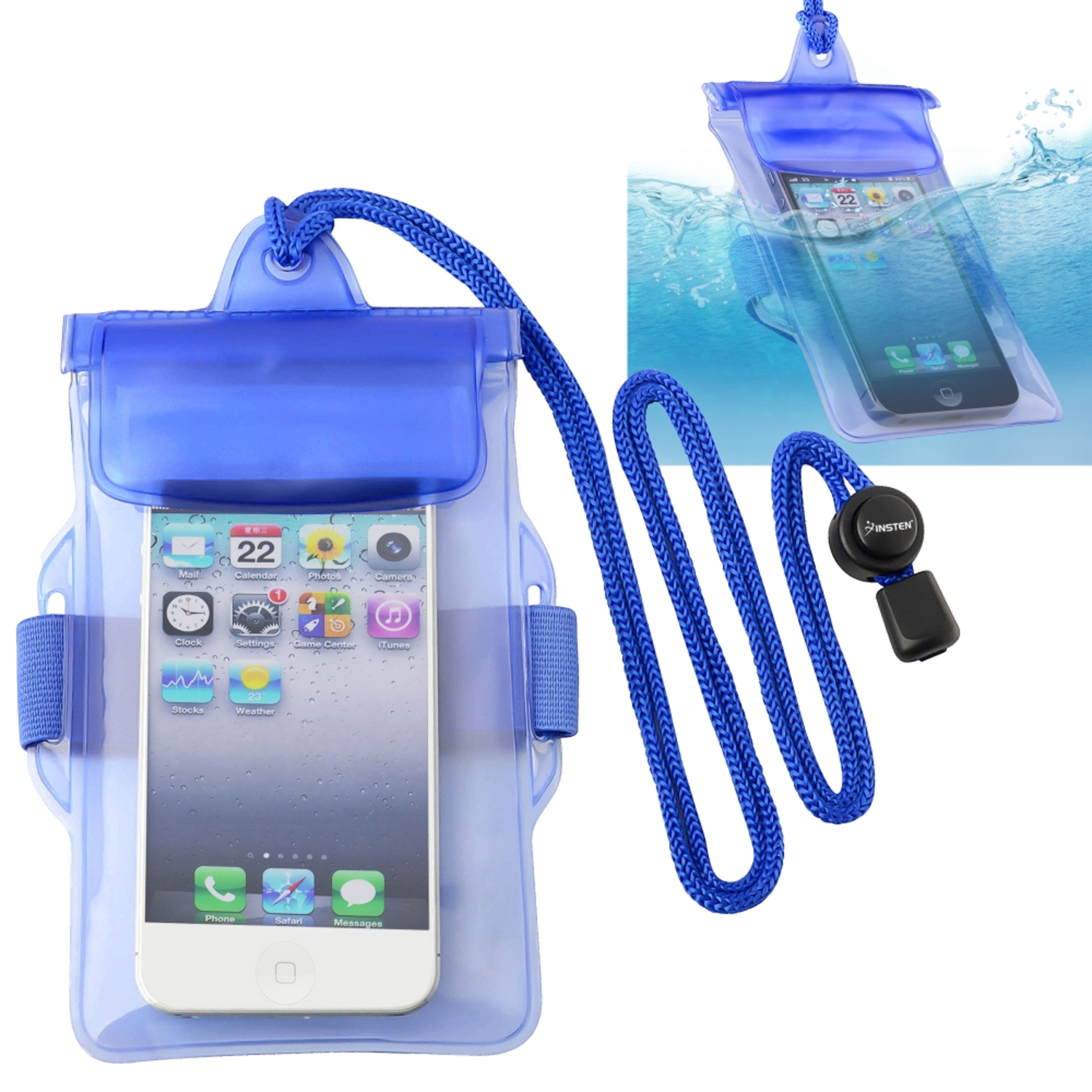 Insten 449477 Waterproof Case Dry Bag Pouch for iPhone SE 5 5S 5C 4S iPod Touch, Blue