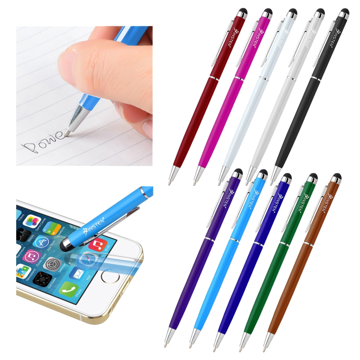 Insten 2097018 Universal 2in1 Capacitive Touch Screen Stylus with