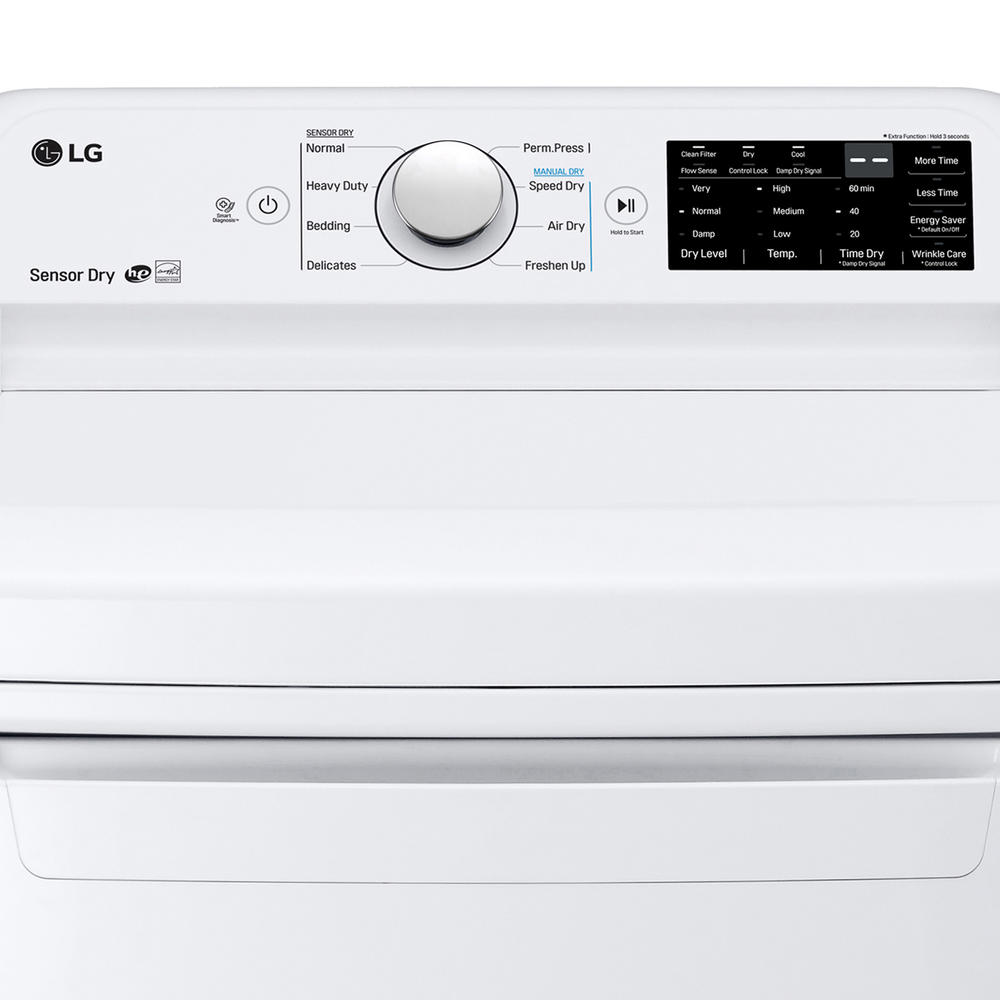 LG DLE7100W  7.3 cu. ft. Top Load Electric Dryer - White