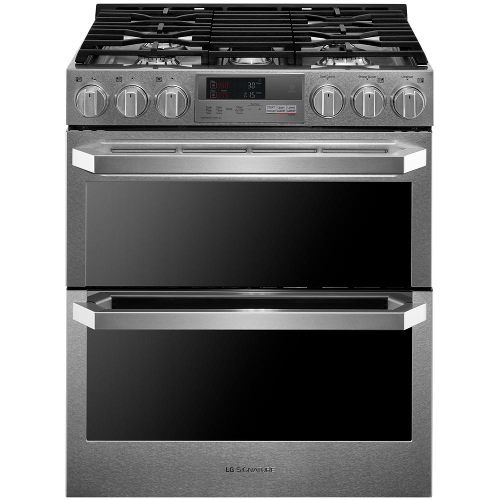 LG SIGNATURE LUTD4919SN 7.3 cu. ft. Dual Fuel Slide-in Double Oven Range w/ ProBake Convection &#8211; Textured Steel