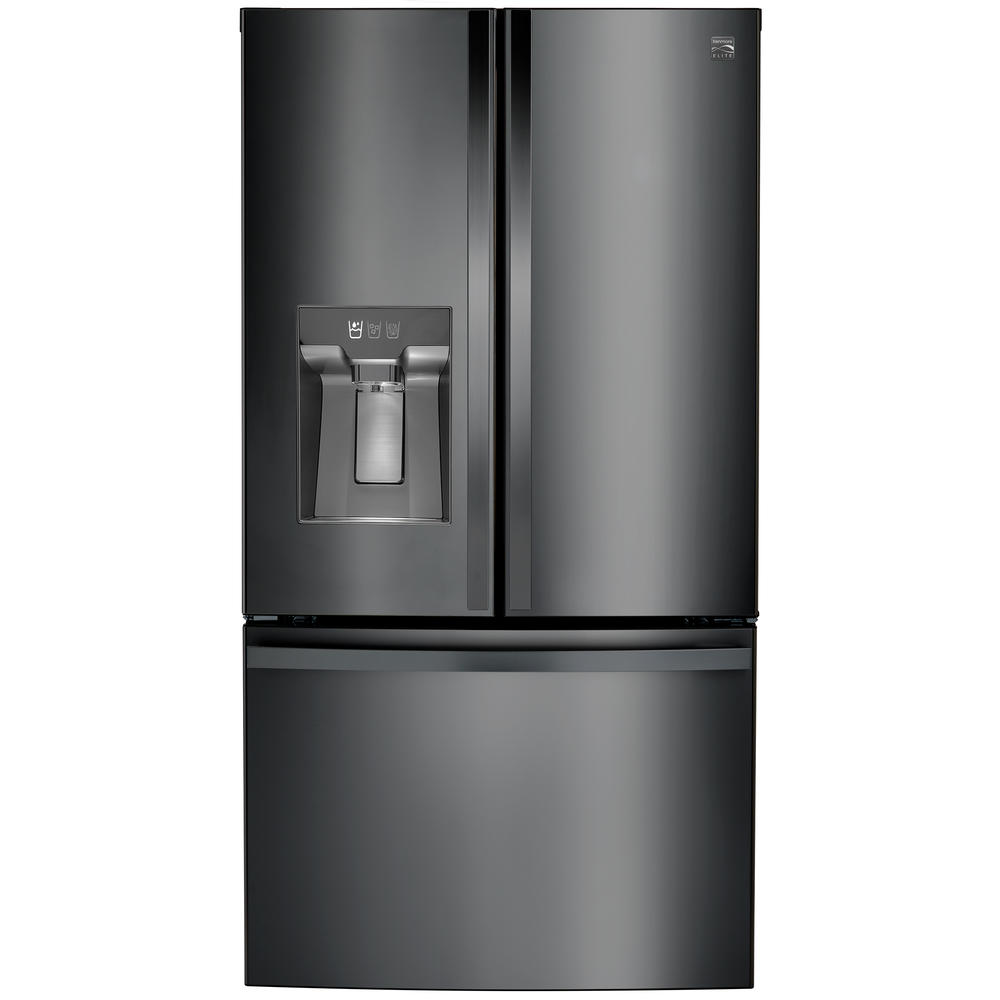 Kenmore Elite 75067 23.5 cu. ft. Counter Depth Smart French Door Refrigerator - Black Stainless Steel