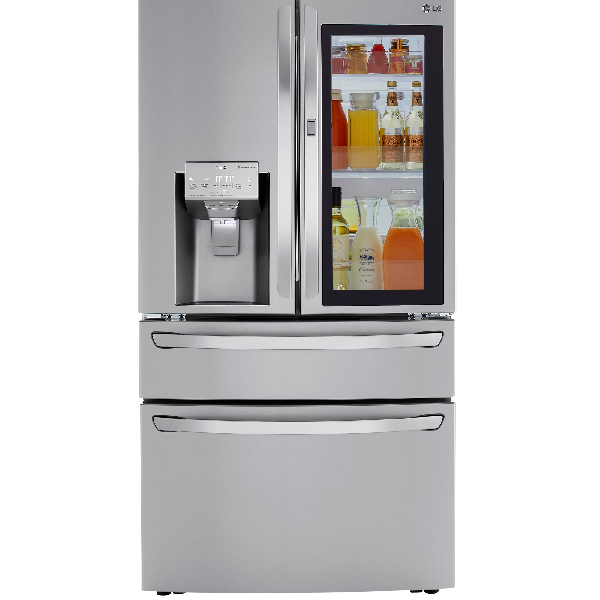 LG LRMVC2306S Counter Depth 4-Door InstaView Door-in-Door Refrigerator w/Craft Ice-PrintProof - Stainless Steel 22.5 cu. ft