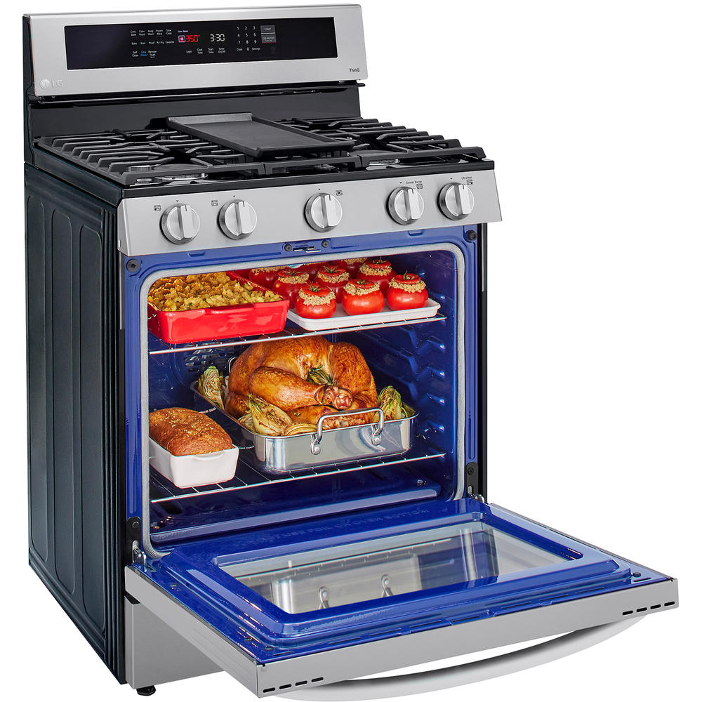 LG LRGL5825F   5.8 cu. ft. Gas Single Oven InstaView&#8482; Range w/ AirFry &#8211; PrintProof&#8482; Stainless Steel