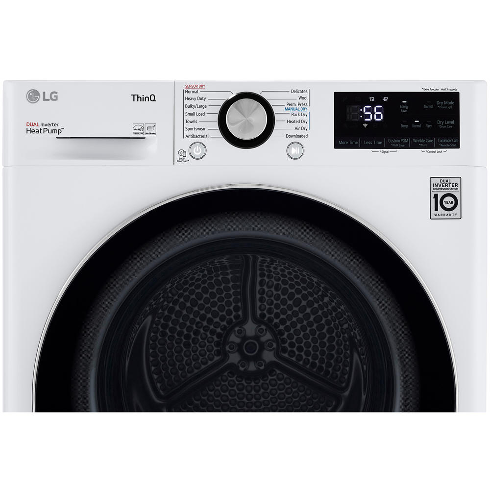 LG DLHC1455W  4.2 cu. ft. Smart Wi-Fi Enabled Compact Front Load Dryer w/ Dual Inverter HeatPump&#8482; Technology &#8211; White