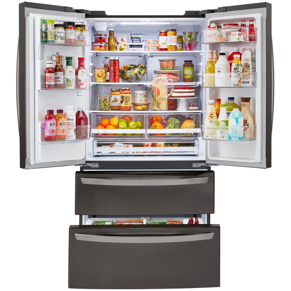 LG LRMXC2206D  22.0 cu.ft. Smart Wi-Fi Enabled Counter Depth Double Freezer Refrigerator &#8211; PrintProof&#8482; Black Stainless Steel
