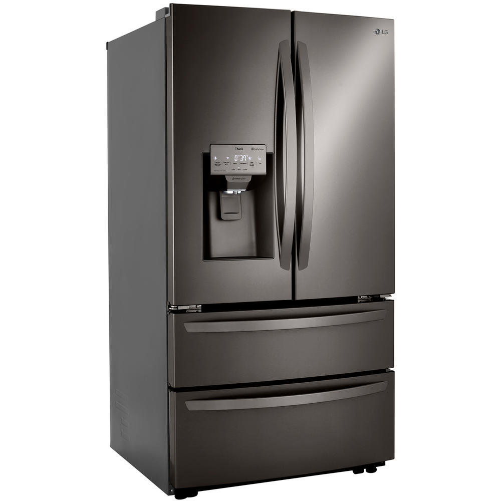 LG LRMXC2206D  22.0 cu.ft. Smart Wi-Fi Enabled Counter Depth Double Freezer Refrigerator &#8211; PrintProof&#8482; Black Stainless Steel