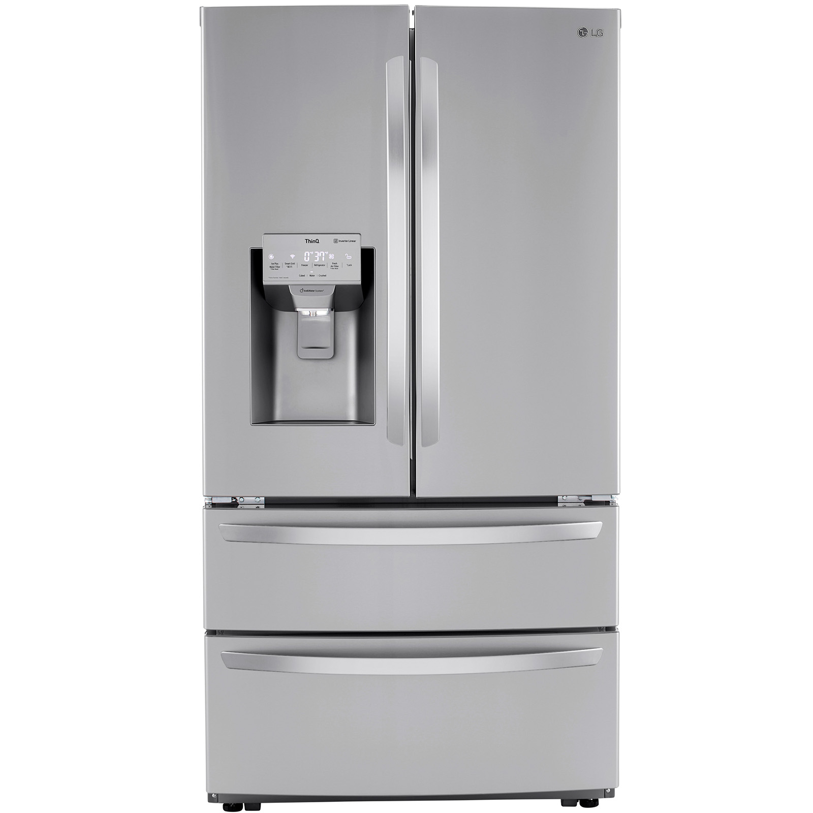 LG LMXC22626S Smart Wi-Fi Enabled Counter Depth Double Freezer Refrigerator-PrintProof - Stainless Steel 22.0 cu. ft