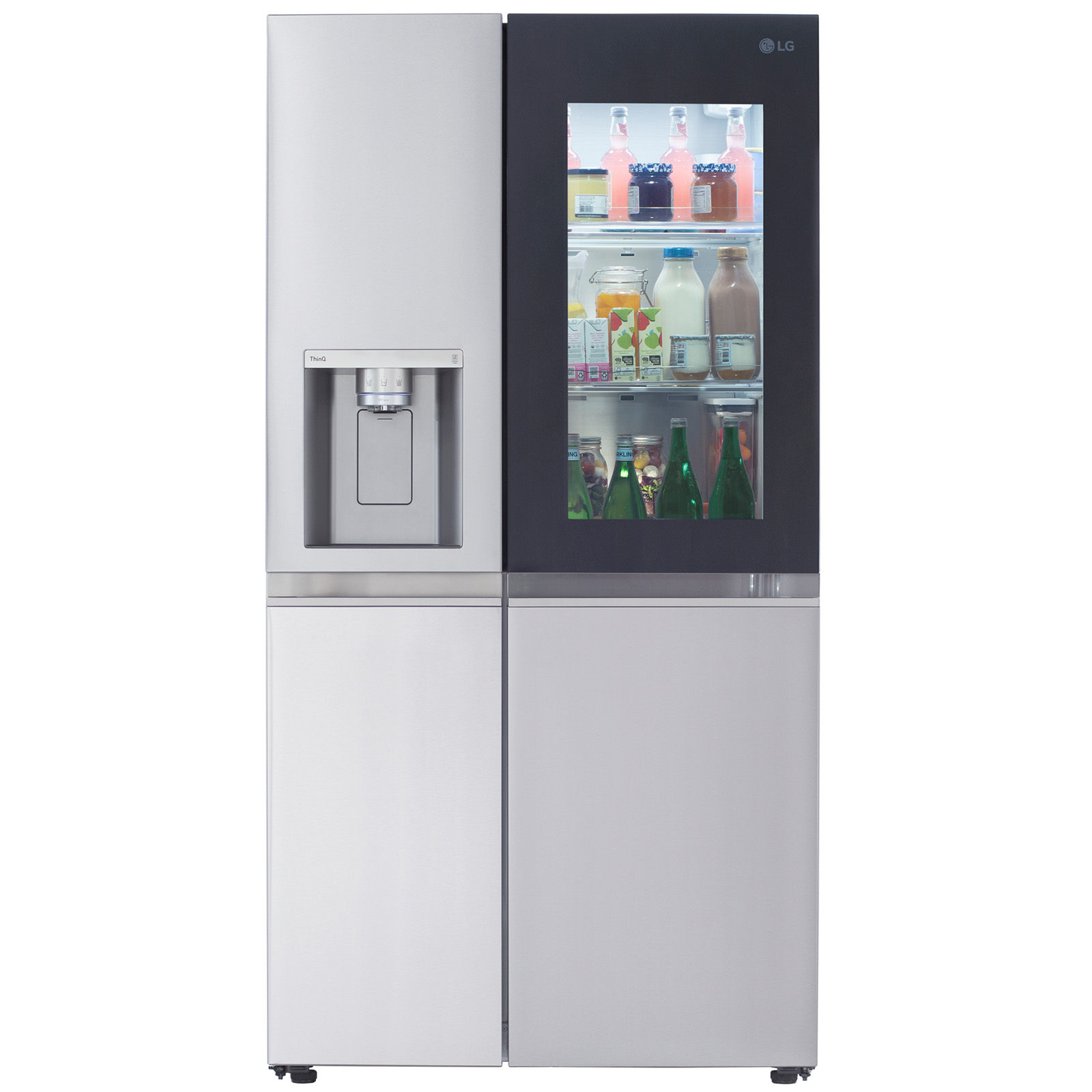 Lg LRSOS2706S Side-by-Side InstaView Refrigerator with Craft Ice-PrintProof - Stainless Steel 27.1 cu. ft.