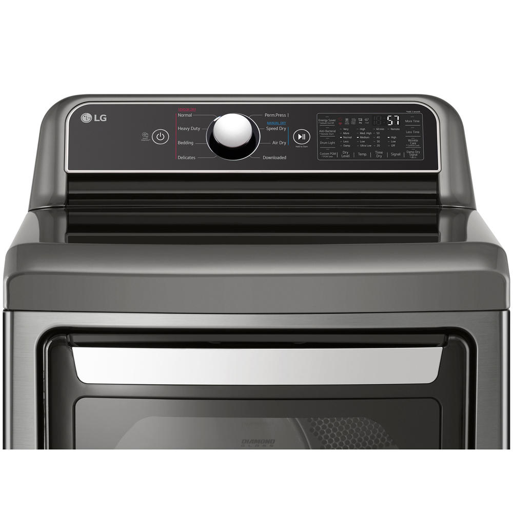 LG DLG7401VE  7.3 cu. ft. Ultra Large Capacity Rear Control Gas Dryer with  EasyLoad&#8482; Door &#8211; Graphite Steel