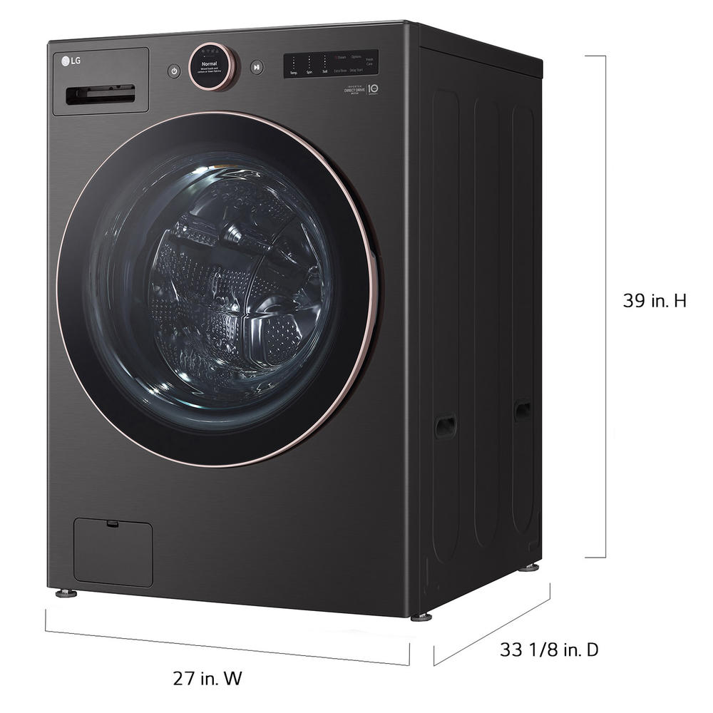 LG WM6500HBA  5.0 cu. ft. Mega Capacity Smart Front Load Washer with TurboWash 360&#176; and Built-In Intelligence &#8211; Black Steel