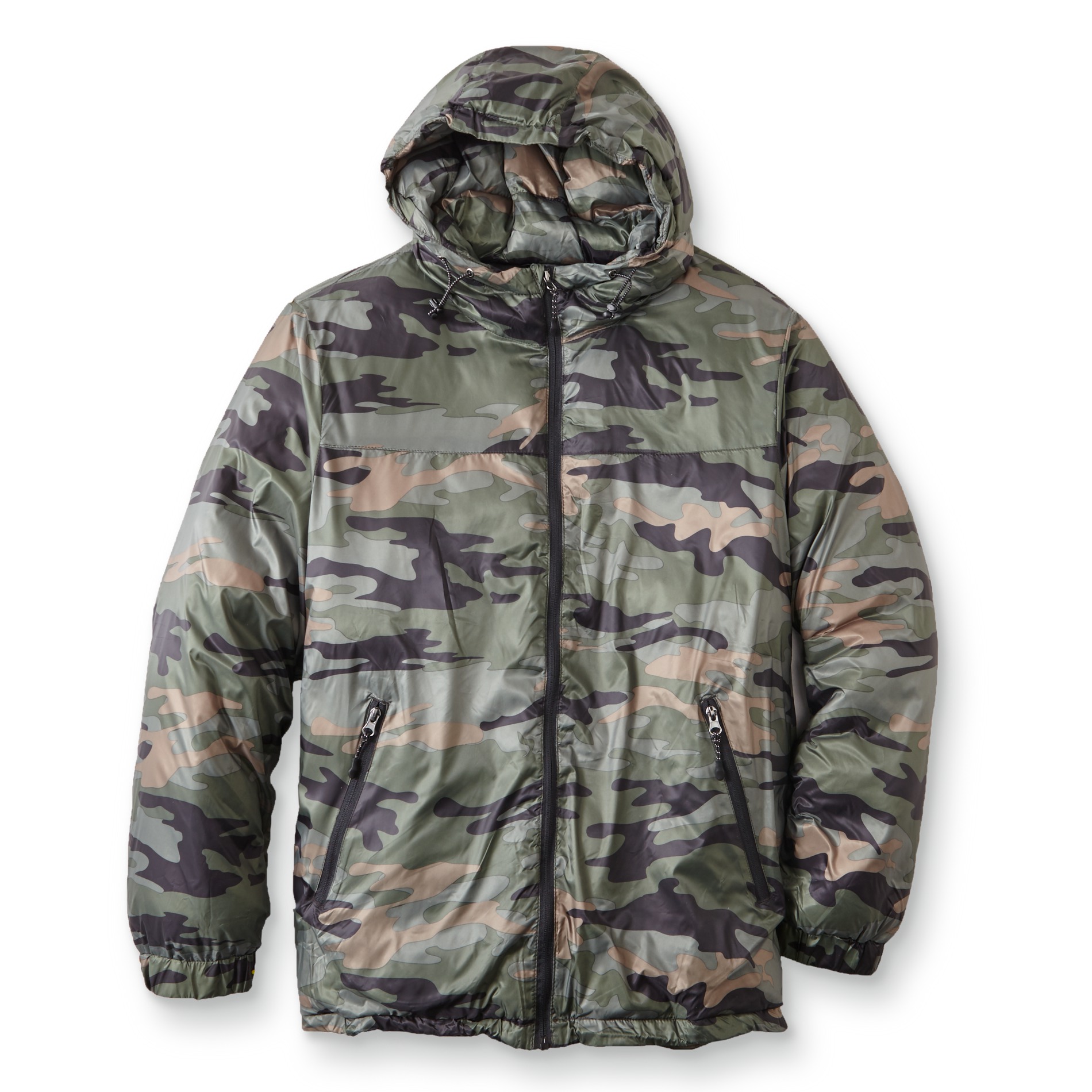 Outdoor Life Men's Hooded Puffer Jacket-Camouflage Print