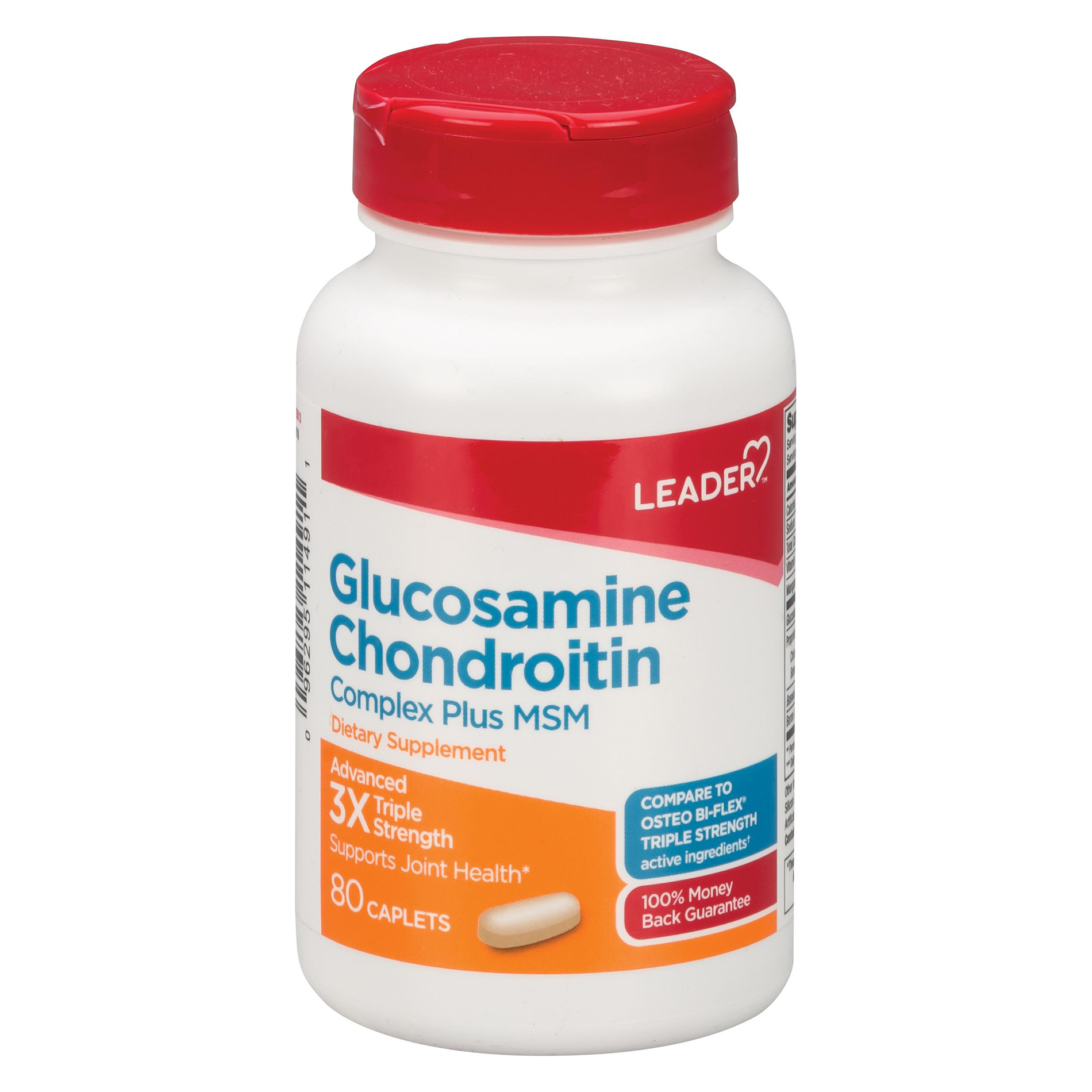 Leader Glucosamine Chondroitin Complex Plus MSM Triple Strength Caplets, 80 Count