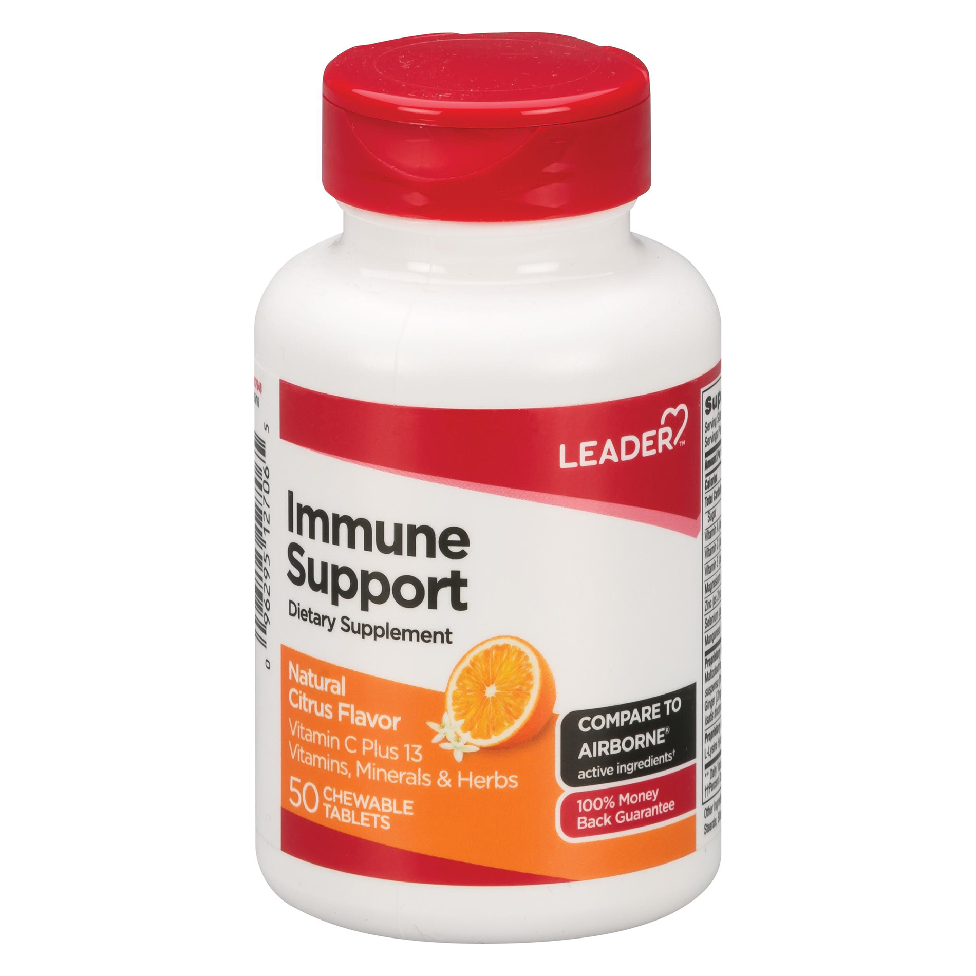 Leader Immune Support Chewable Tablets -  Natural Citrus Flavor, 50 Count