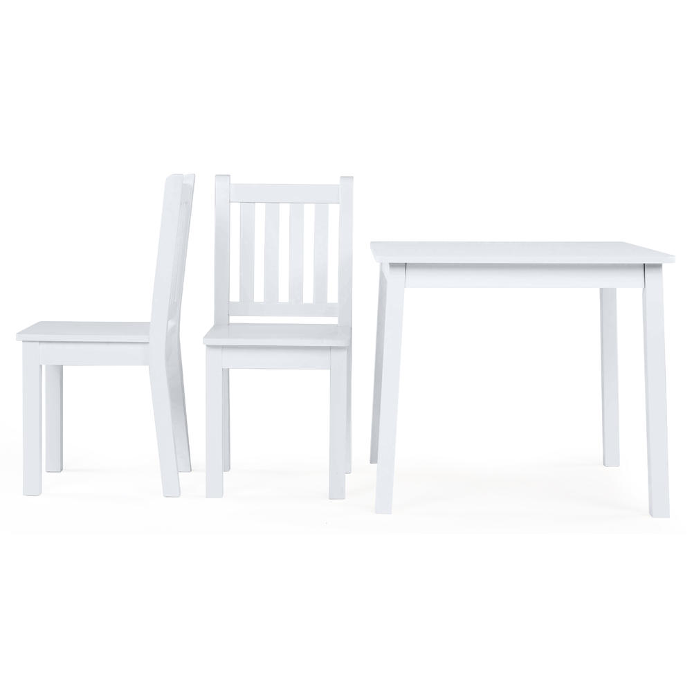 Tot Tutors Kids Wood Table and 2 Chairs Set, White (Daylight)