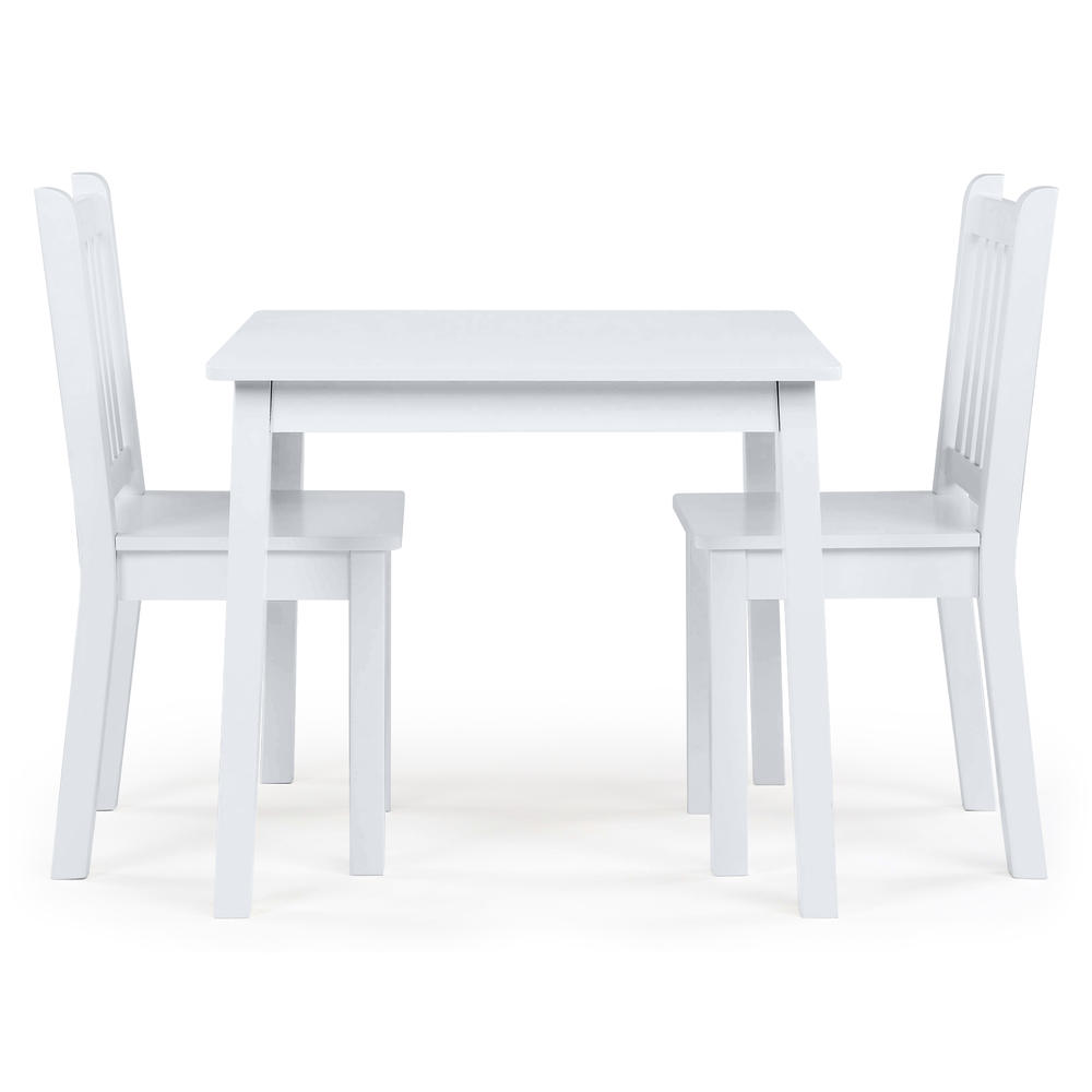 Tot Tutors Kids Wood Table and 2 Chairs Set, White (Daylight)