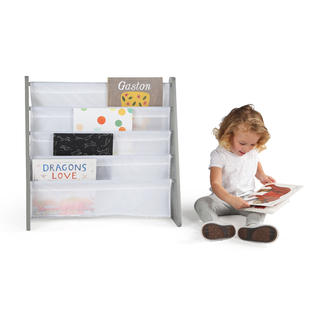 Tot Tutors Kids Book Rack Storage Bookshelf, Grey White Inspire