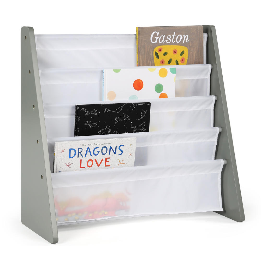 Tot Tutors  Kids Book Rack Storage Bookshelf, Grey & White - Inspire Collection