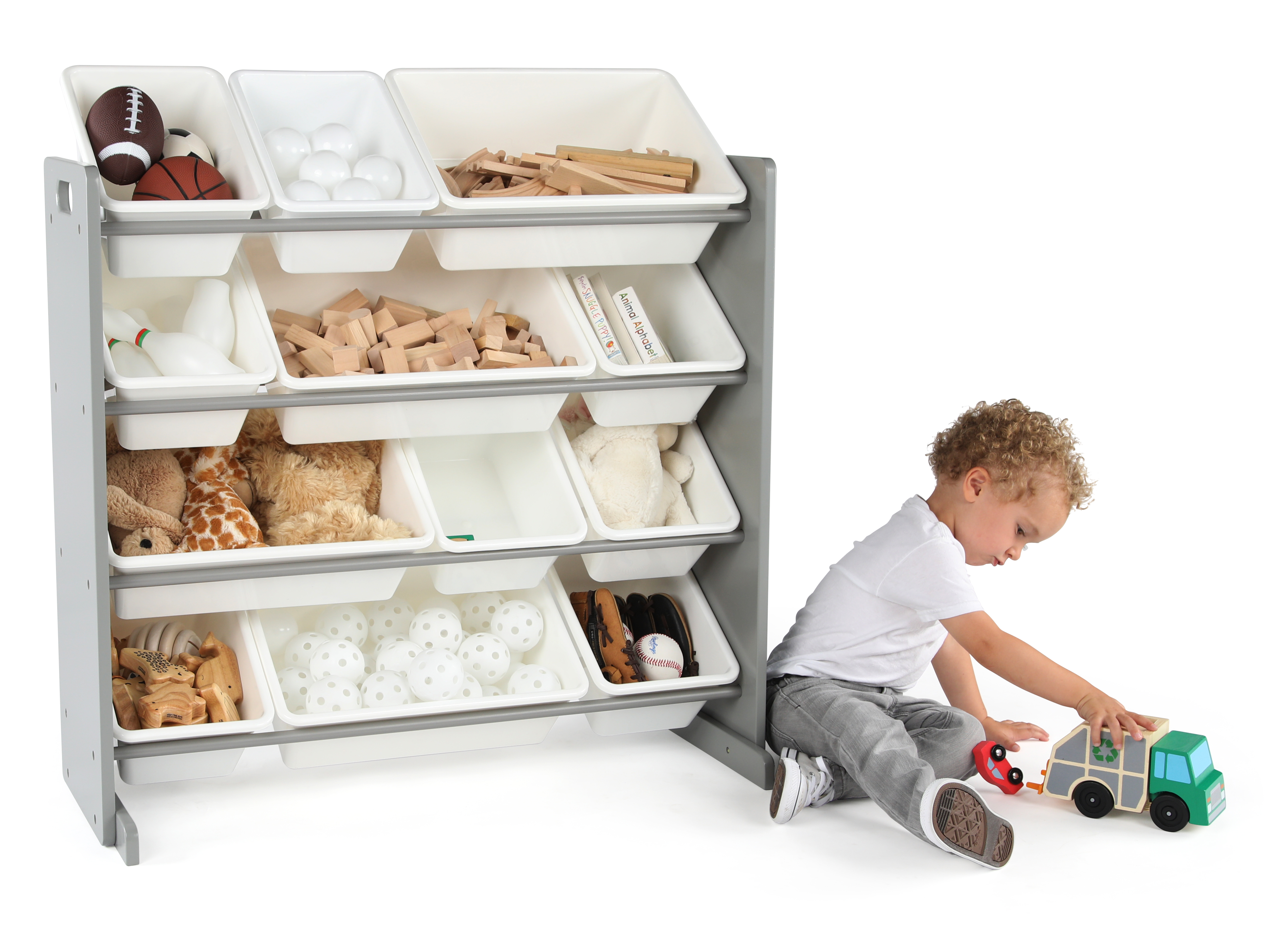 Kids' Toy Storage Organizer with 9 Storage Bins Espresso/White