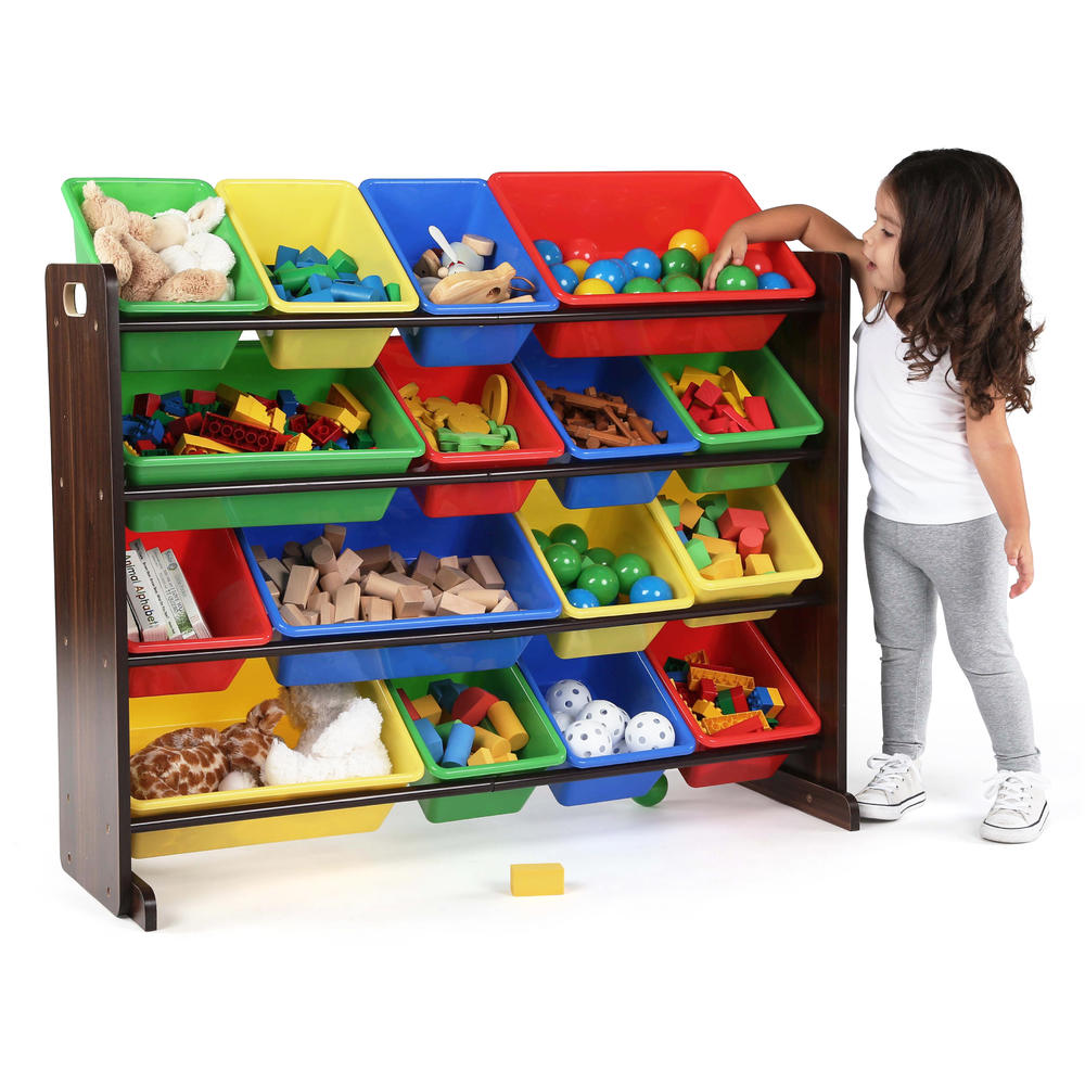 Tot Tutors SuperSized Kids Toy Storage Organizer w/ 16 Plastic Bins