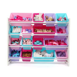 Tot Tutors Humble Crew, White/Blue/Pink/Purple Extra-Large Toy Organizer, 16 Storage Bins