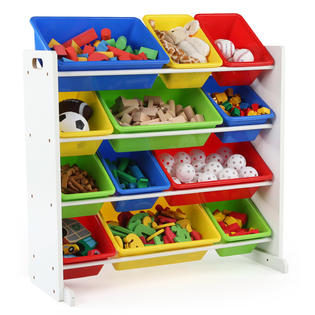 Tot Tutors Kids Toy Storage Organizer With 12 Plastic Bins White