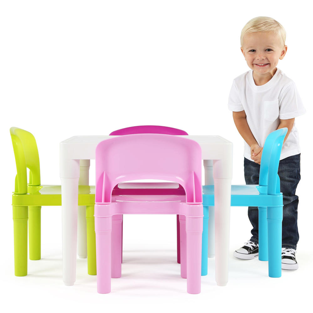 Tot Tutors Kids Plastic Table and 4 Chairs Set, Bright Colors