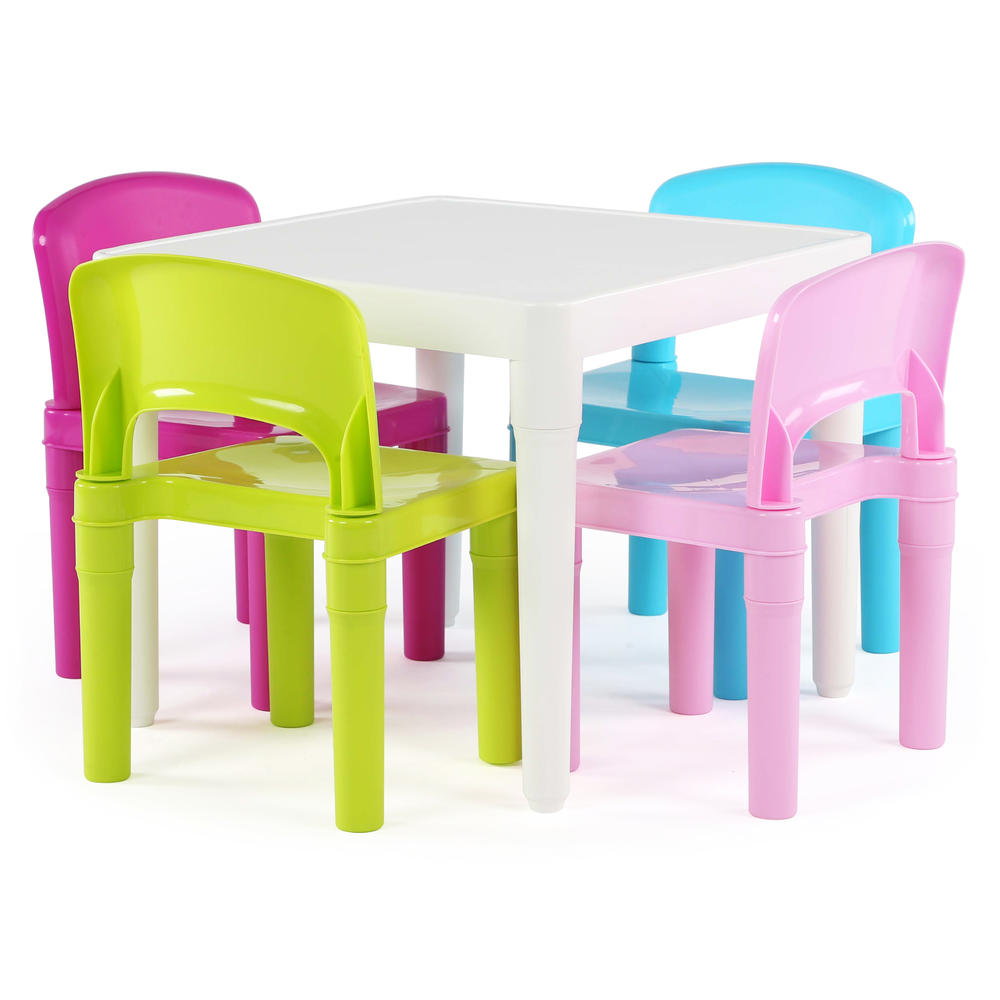 Tot Tutors Kids Plastic Table and 4 Chairs Set, Bright Colors