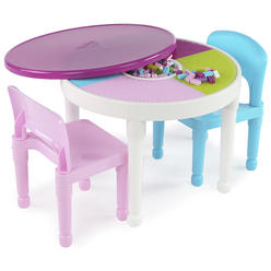 Tot Tutors Humble Crew Kids 2 in1 Plastic Table and 2 Chairs Set Children's Activity Play Removable Top