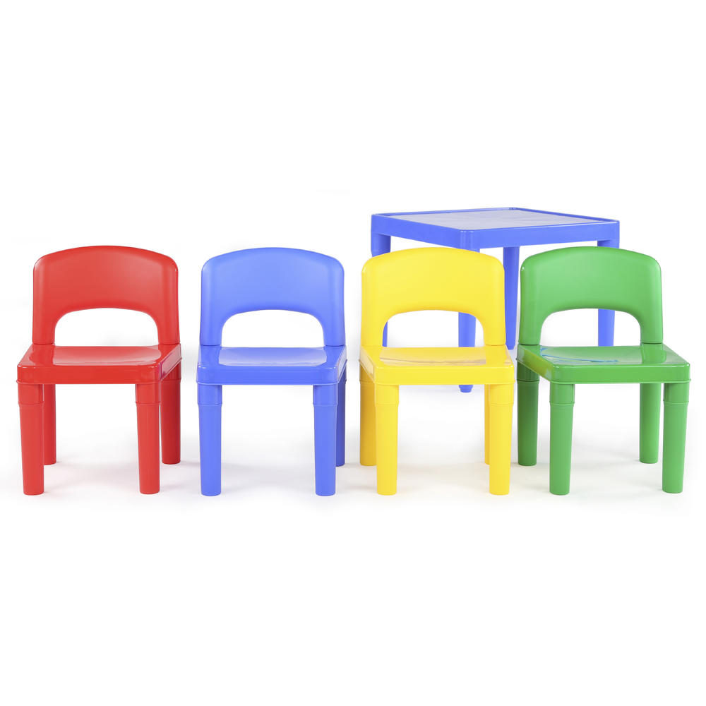 Tot Tutors Kids Plastic Table and 4 Chairs Set, Primary Colors