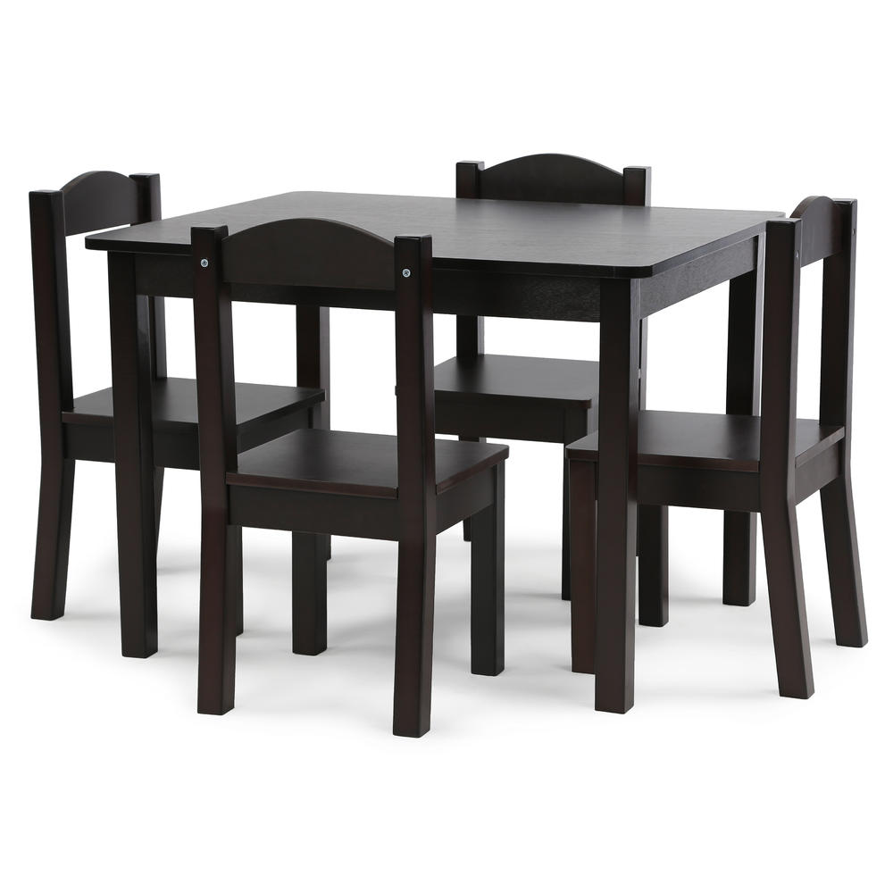 Tot Tutors Kids Wood Table and 4 Chairs Set, Espresso (Espresso Collection)