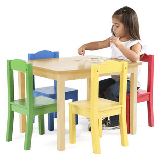 Tot Tutors Kids Wood Table And 4 Chairs Set Natural Primary Primary Kids Teens Furniture White Kids And Teens Play Tables Chairs