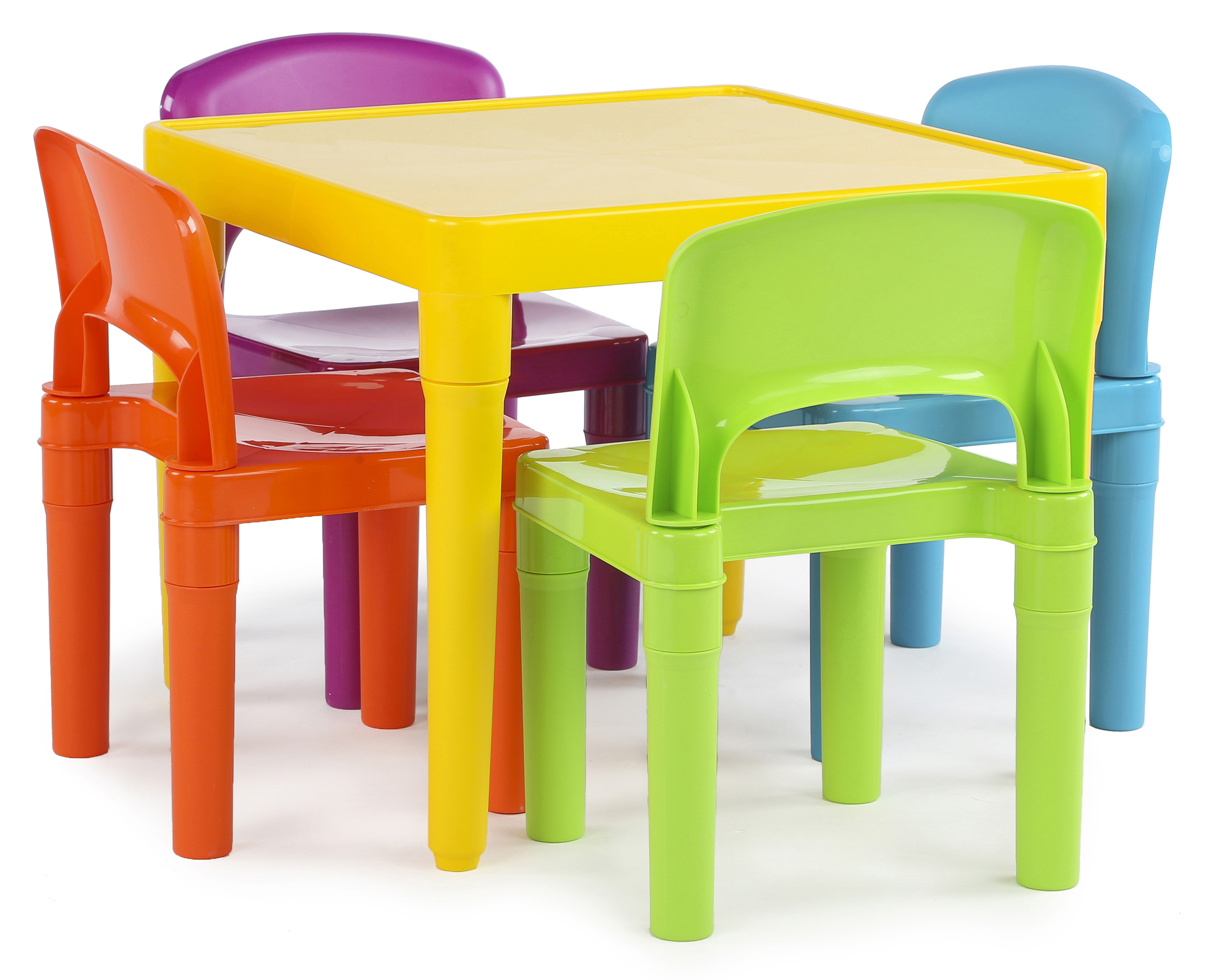Tot Tutors Kids Plastic Table and 4 Chairs Set Vibrant Colors Tot Tutors Kids Plastic Table and 4 Chairs Set Vibrant Colors