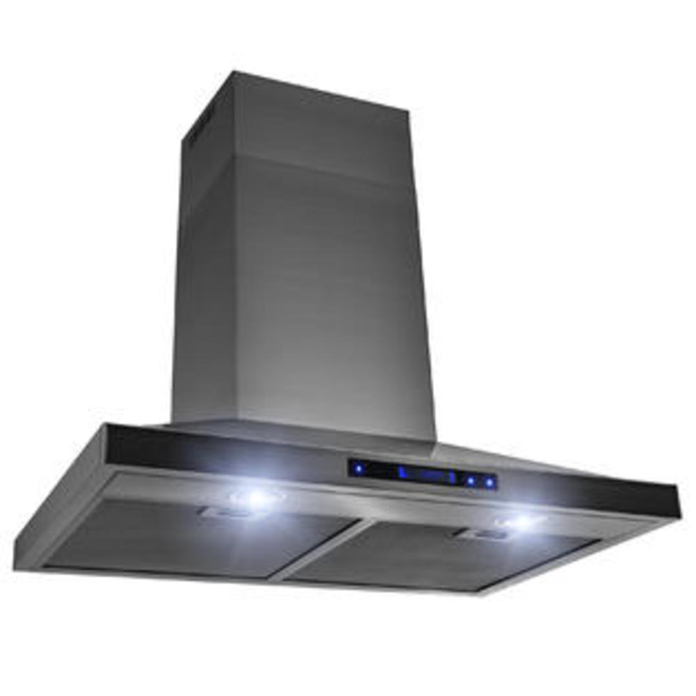 AKDY RH0017  30 in. Wall Mount Kitchen Range Hood with Touch Panel in Black Stainless Steel